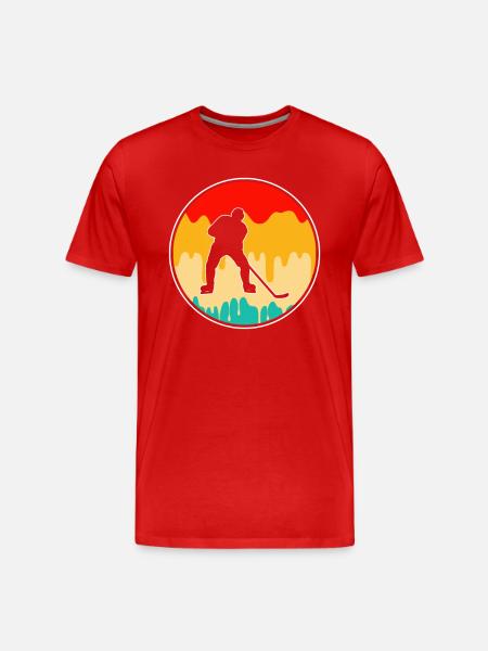 Eishockey Retro - Männer Premium Bio T-Shirt - Rot