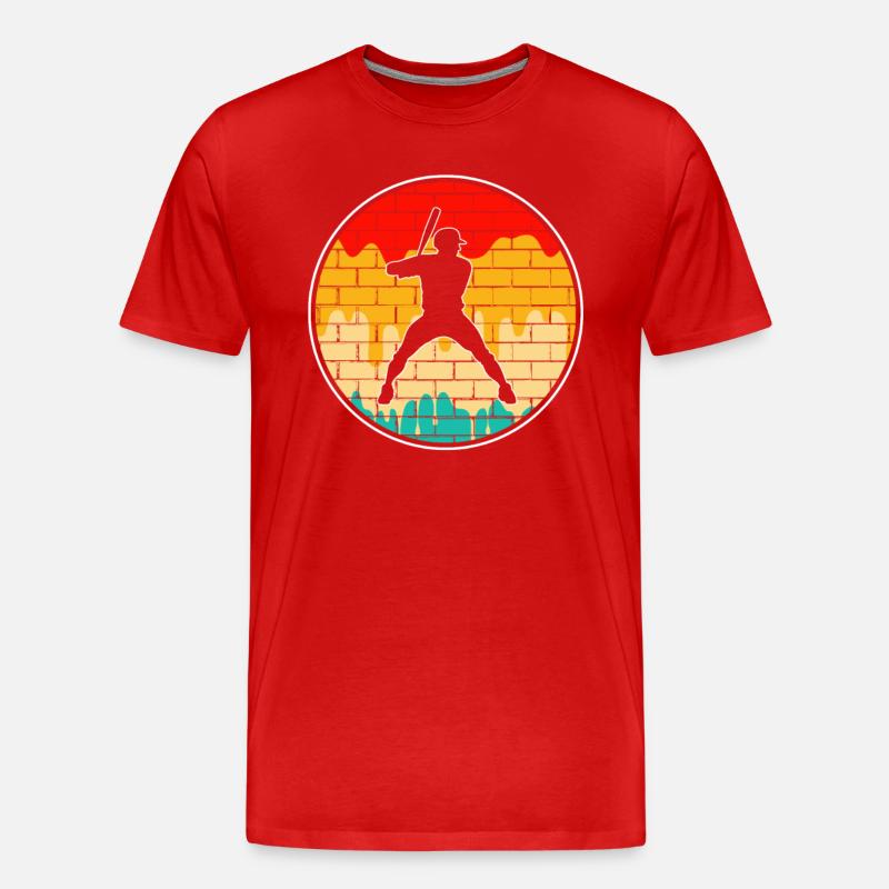 Baseball Retro Logo - Männer Premium Bio T-Shirt - Rot
