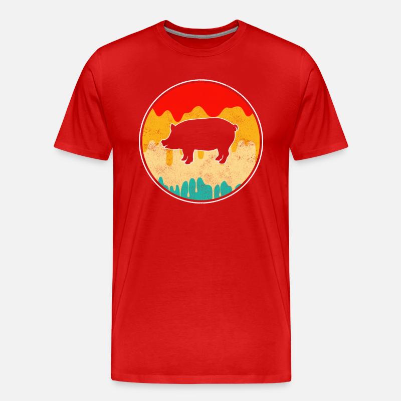 Cochon Rétro - T-shirt bio Premium Homme - rouge