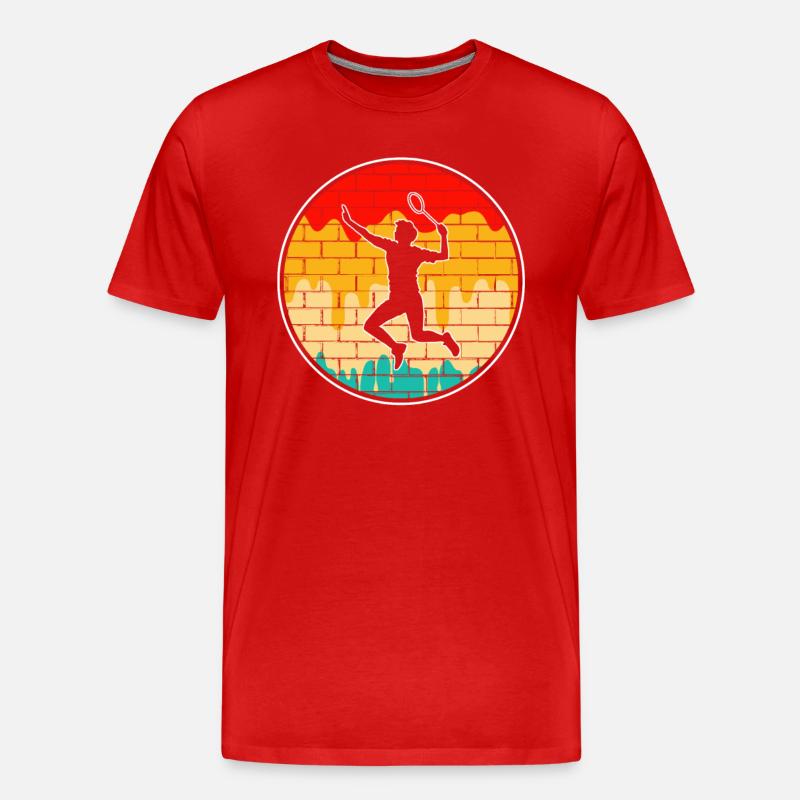 Badminton Retro - Männer Premium Bio T-Shirt - Rot