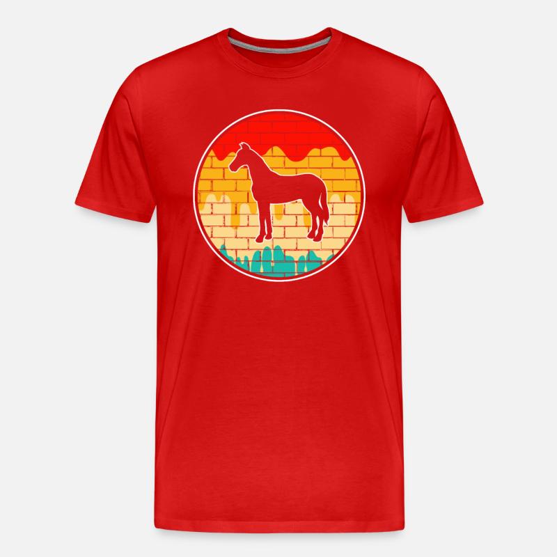 Pferd Retro - Männer Premium Bio T-Shirt - Rot