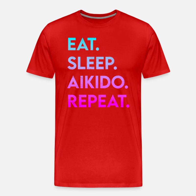 eat sleep aikido repeat - Männer Premium Bio T-Shirt - Rot