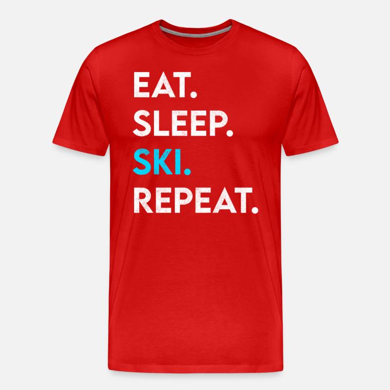 manger dormir ski répéter - T-shirt bio Premium Homme - rouge