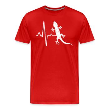 Eidechse Herzschlag - Männer Premium Bio T-Shirt - Rot - Vorne - Damien (186cm)