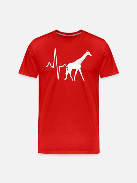 Giraffe Herzschlag - Männer Premium Bio T-Shirt - Rot