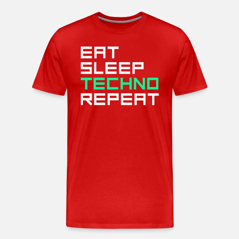 eat sleep techno repeat - Männer Premium Bio T-Shirt - Rot