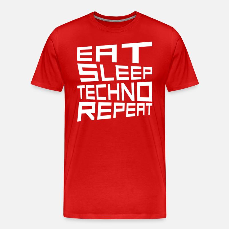 eat sleep techno repeat - Männer Premium Bio T-Shirt - Rot