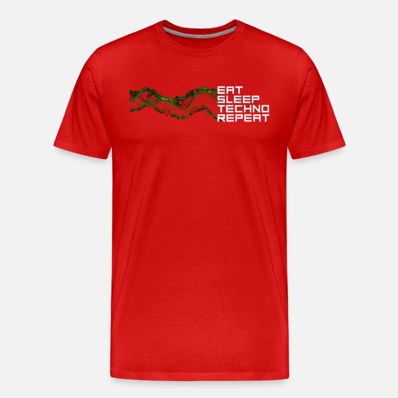 eat sleep techno repeat - Männer Premium Bio T-Shirt - Rot
