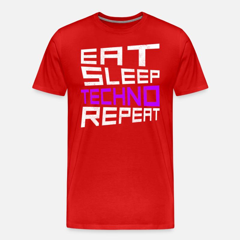 eat sleep techno repeat - Männer Premium Bio T-Shirt - Rot