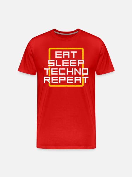 eat sleep techno repeat - Männer Premium Bio T-Shirt - Rot