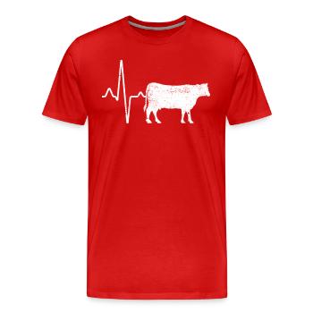 Kuh Rind Herzschlag - Männer Premium Bio T-Shirt - Rot - Vorne - Damien (186cm)