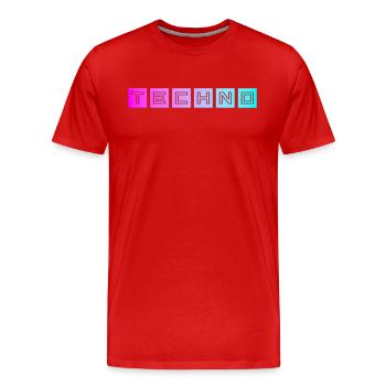 Techno - Männer Premium Bio T-Shirt - Rot - Vorne - Damien (186cm)
