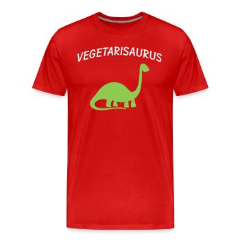 Vegetarier Dinosaurier - Männer Premium Bio T-Shirt - Rot - Vorne - Damien (186cm)