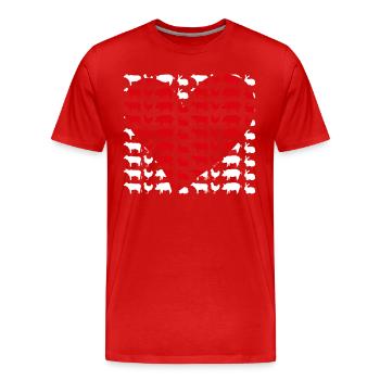 Cœur Animal Amour - T-shirt bio Premium Homme - rouge - Devant - Damien (186cm)