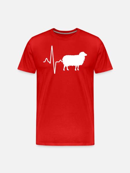 Schaf Herzschlag - Männer Premium Bio T-Shirt - Rot