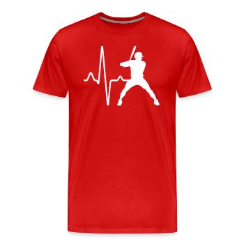 Battement de cœur de baseball - T-shirt bio Premium Homme - rouge - Devant - Damien (186cm)