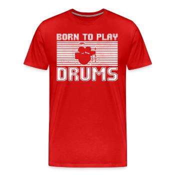 Jouer de la batterie - T-shirt bio Premium Homme - rouge - Devant - Damien (186cm)