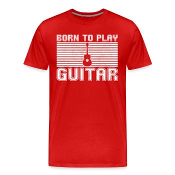 Jouer de la guitare - T-shirt bio Premium Homme - rouge - Devant - Damien (186cm)