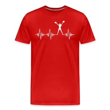 battements de cœur de cheerleading - T-shirt bio Premium Homme - rouge - Devant - Damien (186cm)