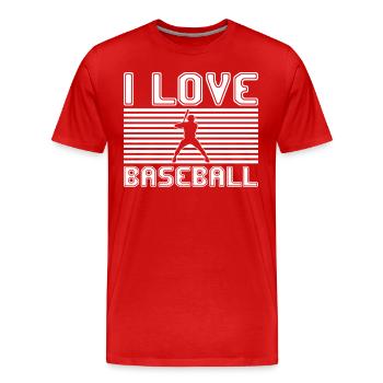 I love baseball - Men's Premium Organic T-Shirt - red - Front - Damien (186cm)