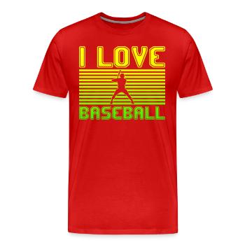 I love baseball - Men's Premium Organic T-Shirt - red - Front - Damien (186cm)