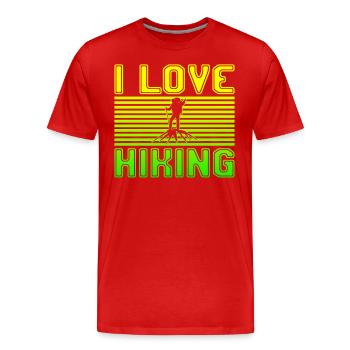 I love hiking - Männer Premium Bio T-Shirt - Rot - Vorne - Damien (186cm)