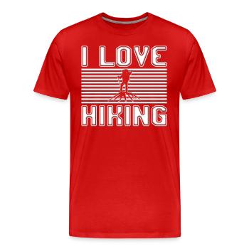 I love hiking - Männer Premium Bio T-Shirt - Rot - Vorne - Damien (186cm)