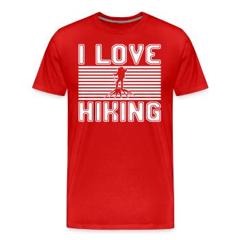 I love hiking - Männer Premium Bio T-Shirt - Rot - Vorne - Damien (186cm)