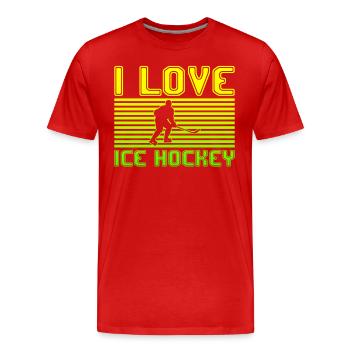 J’adore le hockey sur glace - T-shirt bio Premium Homme - rouge - Devant - Damien (186cm)