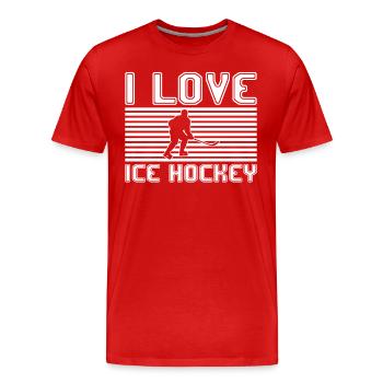 J’adore le hockey sur glace - T-shirt bio Premium Homme - rouge - Devant - Damien (186cm)
