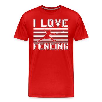 I love fencing - Männer Premium Bio T-Shirt - Rot - Vorne - Damien (186cm)