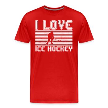 J’adore le hockey sur glace - T-shirt bio Premium Homme - rouge - Devant - Damien (186cm)