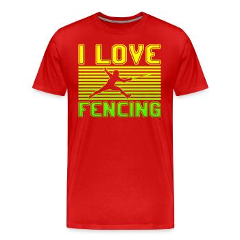 I love fencing - Männer Premium Bio T-Shirt - Rot - Vorne - Damien (186cm)