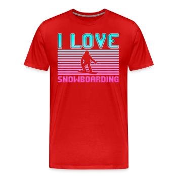 I love snowboarding - Männer Premium Bio T-Shirt - Rot - Vorne - Damien (186cm)