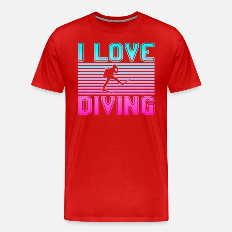 I love diving - Männer Premium Bio T-Shirt - Rot