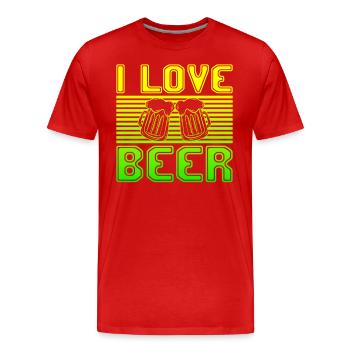 I love beer - Männer Premium Bio T-Shirt - Rot - Vorne - Damien (186cm)