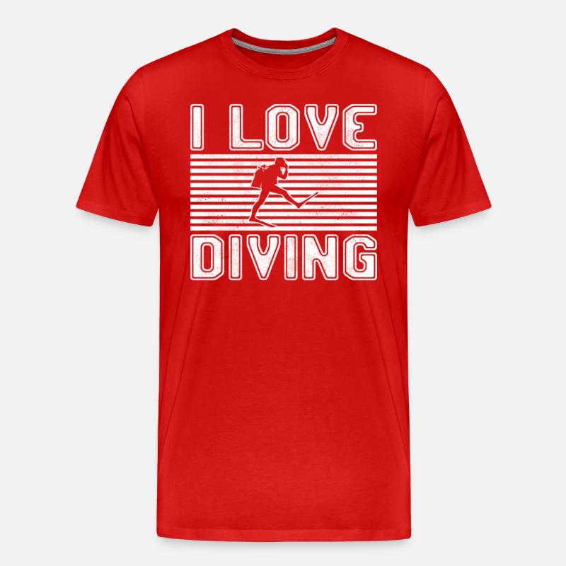 I love diving - Männer Premium Bio T-Shirt - Rot