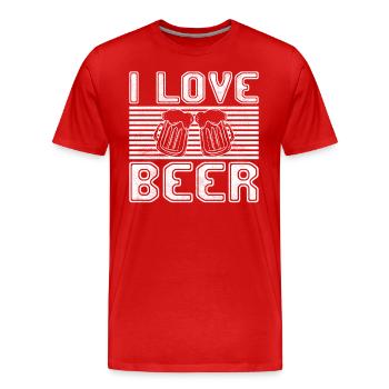 I love beer - Männer Premium Bio T-Shirt - Rot - Vorne - Damien (186cm)