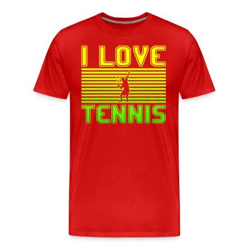 I love tennis - Men's Premium Organic T-Shirt - red - Front - Damien (186cm)