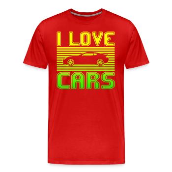 J’adore les voitures - T-shirt bio Premium Homme - rouge - Devant - Damien (186cm)