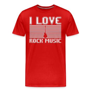 J’adore la musique rock - T-shirt bio Premium Homme - rouge - Devant - Damien (186cm)