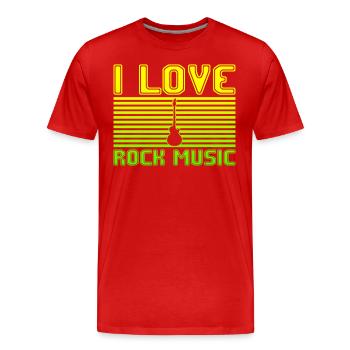 I love rock music - Männer Premium Bio T-Shirt - Rot - Vorne - Damien (186cm)