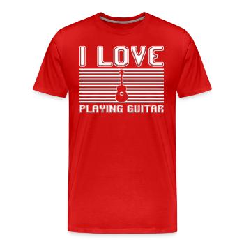 I love playing guitar - Männer Premium Bio T-Shirt - Rot - Vorne - Damien (186cm)