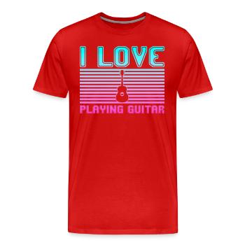 I love playing guitar - Männer Premium Bio T-Shirt - Rot - Vorne - Damien (186cm)