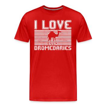 J’adore les dromadaires - T-shirt bio Premium Homme - rouge - Devant - Damien (186cm)