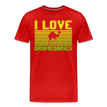 J’adore les dromadaires - T-shirt bio Premium Homme - rouge - Devant - Damien (186cm)