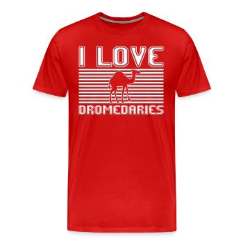 J’adore les dromadaires - T-shirt bio Premium Homme - rouge - Devant - Damien (186cm)