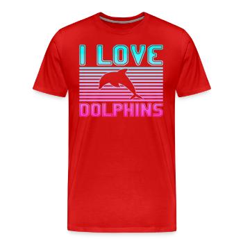 I love dolphins - Männer Premium Bio T-Shirt - Rot - Vorne - Damien (186cm)