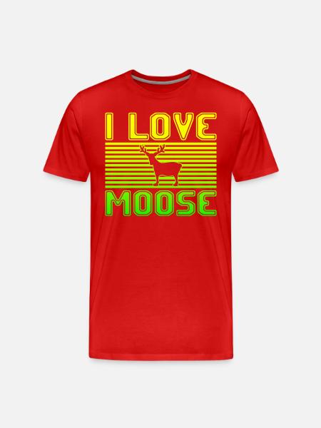 I love moose - Männer Premium Bio T-Shirt - Rot