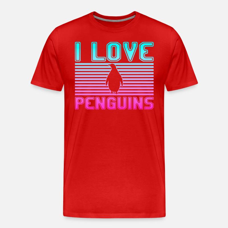 I love penguins - Männer Premium Bio T-Shirt - Rot
